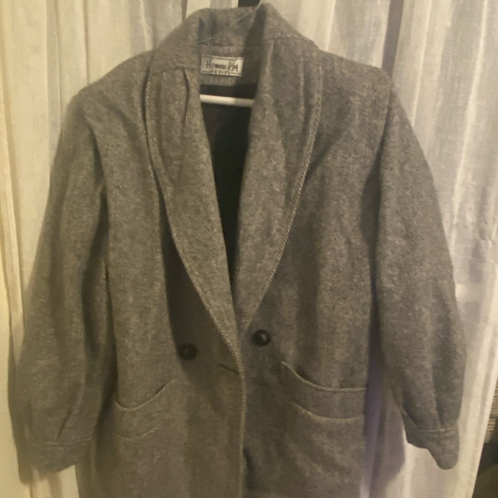Herman Kay grey petite vintage double breasted blazer pea coat